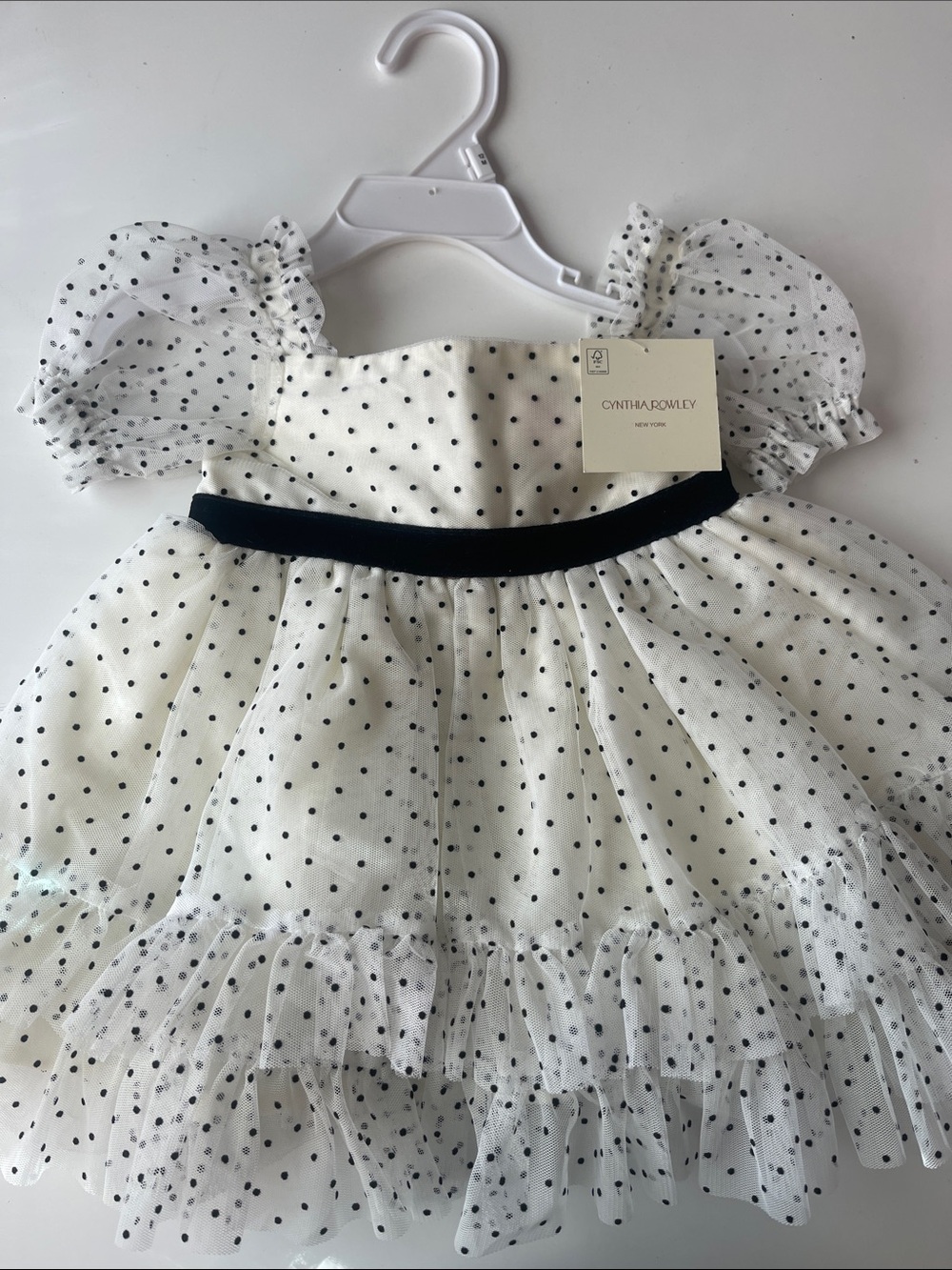 Cynthia Rowley White & Black Polka Dot Tulle Party Dress